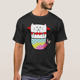 Camiseta Gato Mermaid Arcoíris Lindo Halloween Vampire Drac