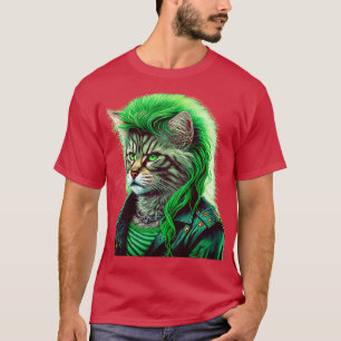 Camiseta Gato Metalizado pesado de los años 80 con mullet