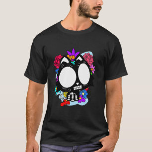 Camiseta Gato Mexicano Floral Día de Muertos Dia De Muertos