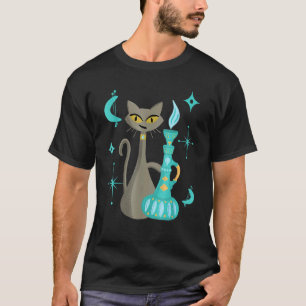 Camiseta Gato Mid Century Moderno Mischievous Con Lámpara G