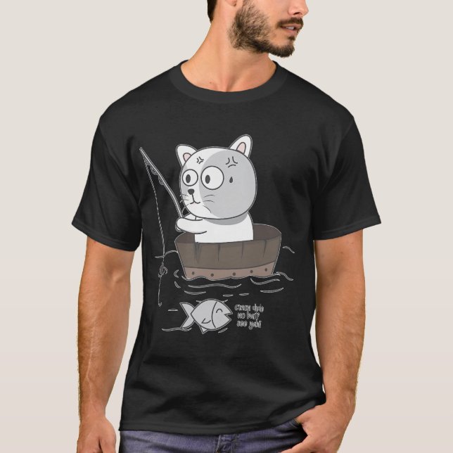 Camiseta Gato mientras pesca (Anverso)