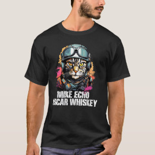 Camiseta Gato militar con uniforme de piloto un gato divert