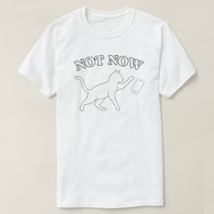 Camiseta Gato Mínimo “No Ahora” Diseño Moderno