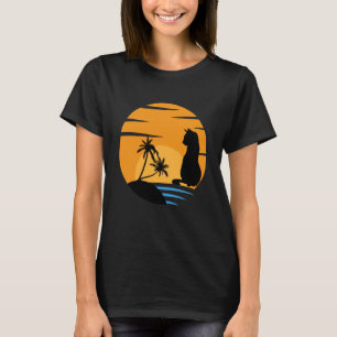 Camiseta Gato mirando escena de puesta de sol Gato negro At