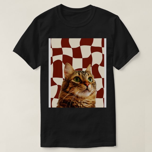 Camiseta Gato mirando la puesta de sol 1 (Diseño del anverso)