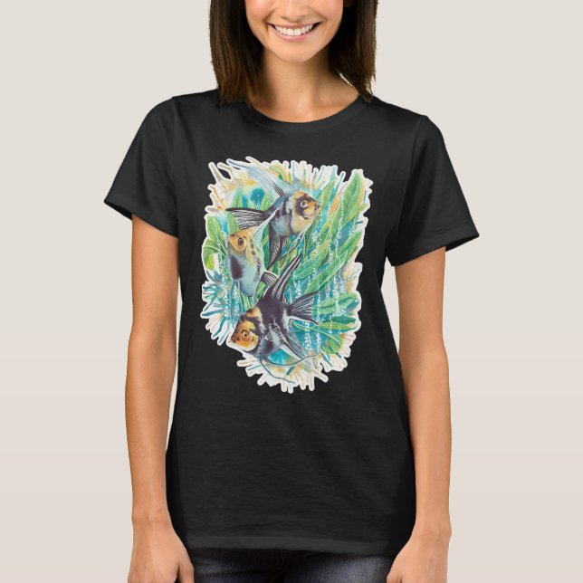 Camiseta Gato mirando peces (Anverso)