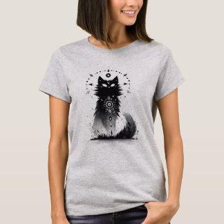 Camiseta Gato místico: Arte negro y blanco