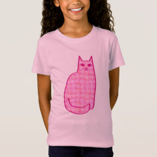 Camiseta Gato moderno de mediados de siglo, fucsia y rosa c