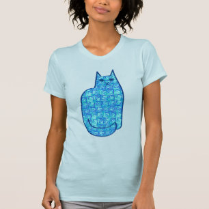 Camiseta Gato moderno de mediados del siglo XX, turquesa y 
