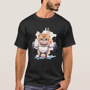 Camiseta Gato mono levantando pesas Gimnasio Gato divertido