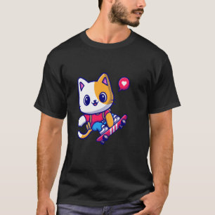 Camiseta Gato-monopatín Monopatín en un monopatín