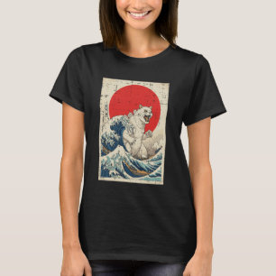 Camiseta Gato Monstruo Ola Grande Japonesa Catzilla Arte Ho