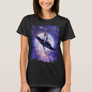 Camiseta Gato Montando Ballena En La Luna Espacial