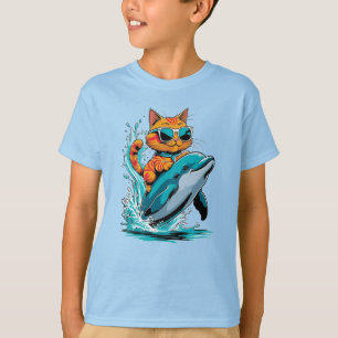 Camiseta ¡Gato montando en la parte trasera de una agradabl