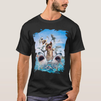 Camiseta Gato montando en la playa de los tiburones Océanos