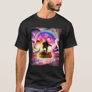 Camiseta Gato montando lobo con panqueques y batido