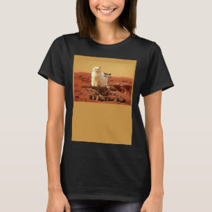 Camiseta Gato montando rover de Marte en paisaje extranjero