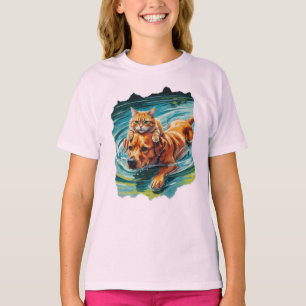 Camiseta Gato montando un perro amigable en el agua!