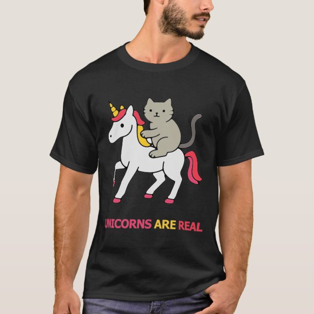 Camiseta Gato montando un unicornio (Anverso)