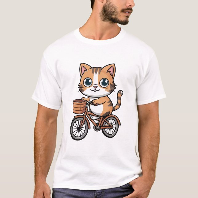 Camiseta Gato montando una bicicleta (Anverso)