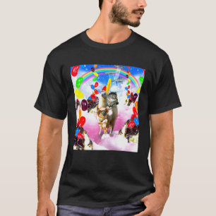 Camiseta Gato montando una llama con helado y jelly beans P