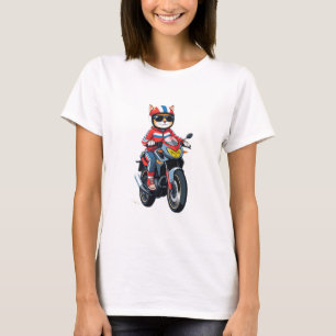 Camiseta Gato montando una moto gracioso