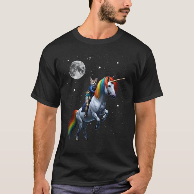 Camiseta Gato montando unicornio (Anverso)