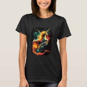 Camiseta Gato montando unicornio divertido galaxia
