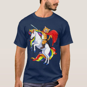 Camiseta Gato montando unicornio Funny Kitty Kitten Unicorn