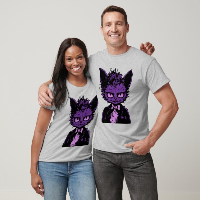 Camiseta Gato morado de Halloween (Unisexo)