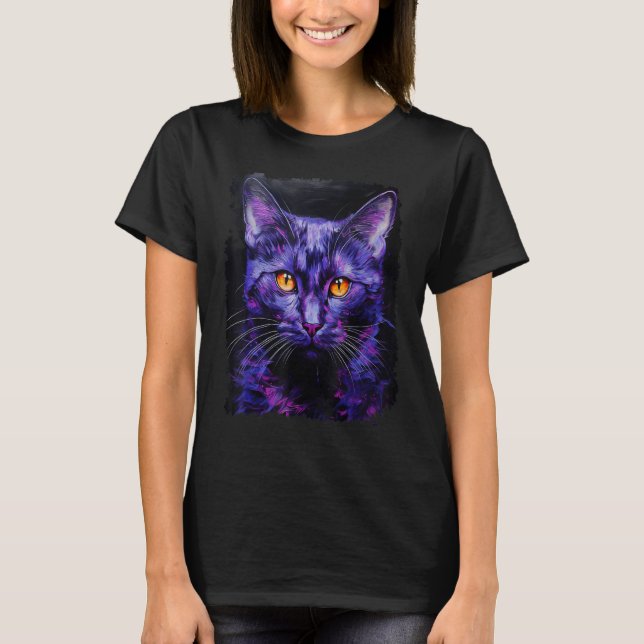 Camiseta Gato Morado Pop Art (Anverso)