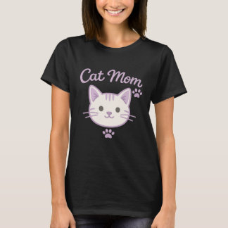 Camiseta Gato Morado Suave y Lindo Estético Kawaii Mamá Gat