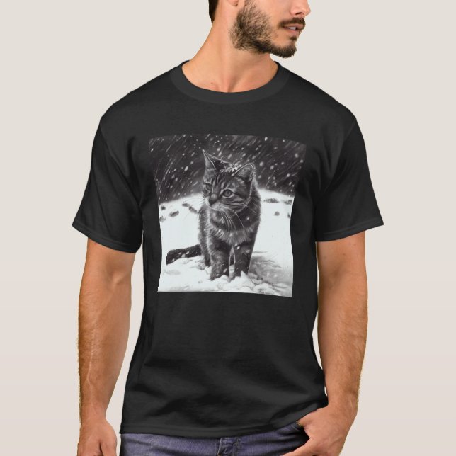Camiseta Gato mordiendo nieve (Anverso)