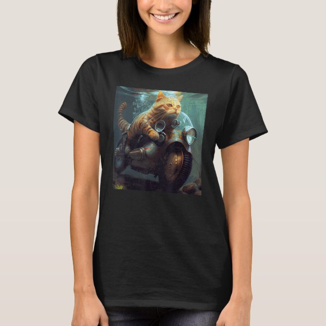 Camiseta Gato Motocicleta Subacuática (Anverso)