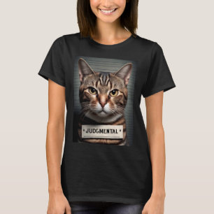 Camiseta Gato Mugshot Judgmental Cat Dad o Cat Mom