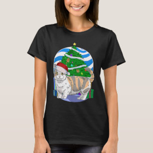 Camiseta Gato Munchkin Adorno Divertido Santa Árbol de Navi