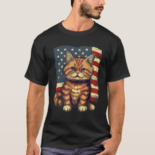Camiseta Gato Munchkin Bandera de EE. UU. 4 de Julio