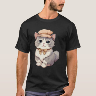Camiseta Gato Munchkin Con Gorras Gracioso Diseño Unisex Pa