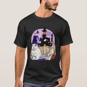 Camiseta Gato Munchkin Lindo Halloween Bruja Calabaza