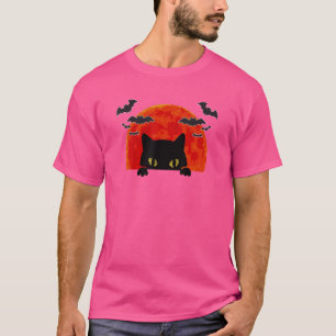 Camiseta Gato Murciélago Negro Espeluznante Mujeres Hombres