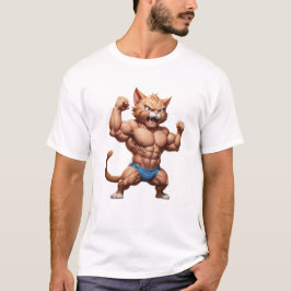 Camiseta Gato musculoso enojado lindo gato gracioso enojado