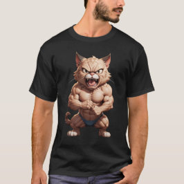 Camiseta Gato musculoso enojado lindo gato gracioso enojado