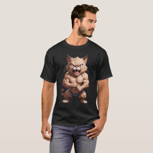 Camiseta Gato musculoso enojado lindo gato gracioso enojado