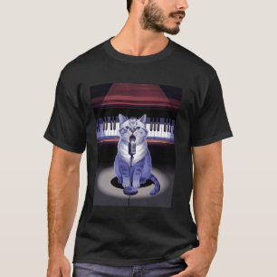 Camiseta Gato Musical Superestrella Gatos Tocando Teclado M