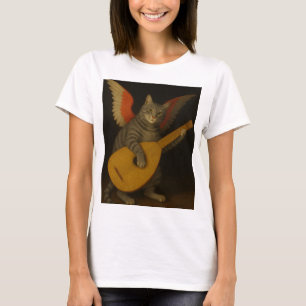 Camiseta Gato músico alado tocando el laúd arte