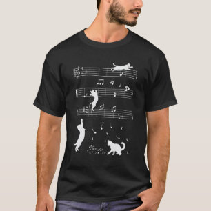 Camiseta Gato músico Gato lindo tocando nota musical clave