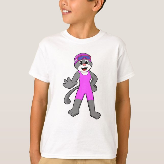 Camiseta Gato nadando con traje de baño (Anverso)
