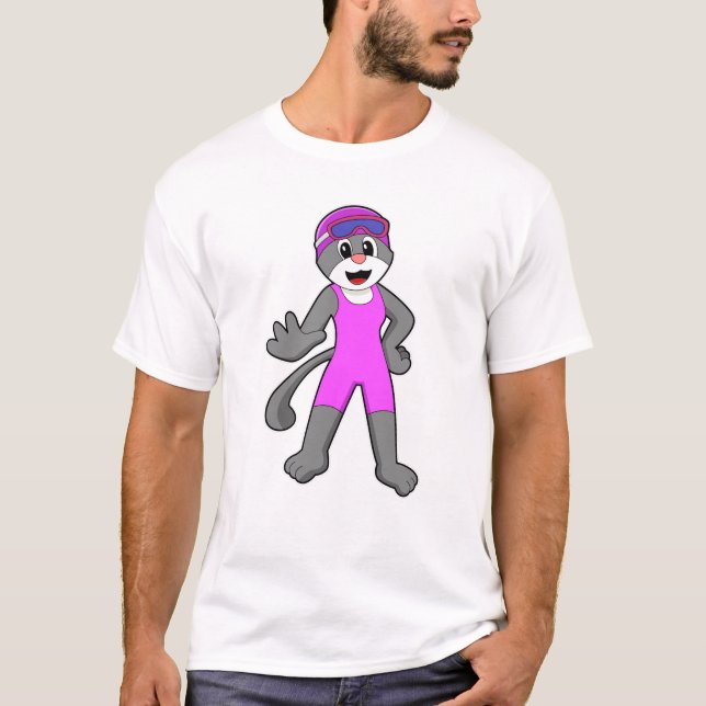 Camiseta Gato nadando con traje de baño (Anverso)