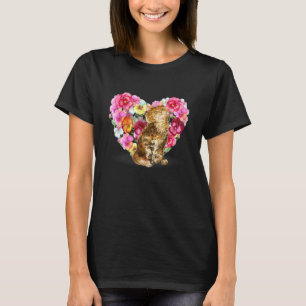 Camiseta Gato Naranja Acuarela Con Una Flor Para Animal 1