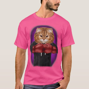 Camiseta Gato naranja Como Campeón De Boxeo En Guantes De B